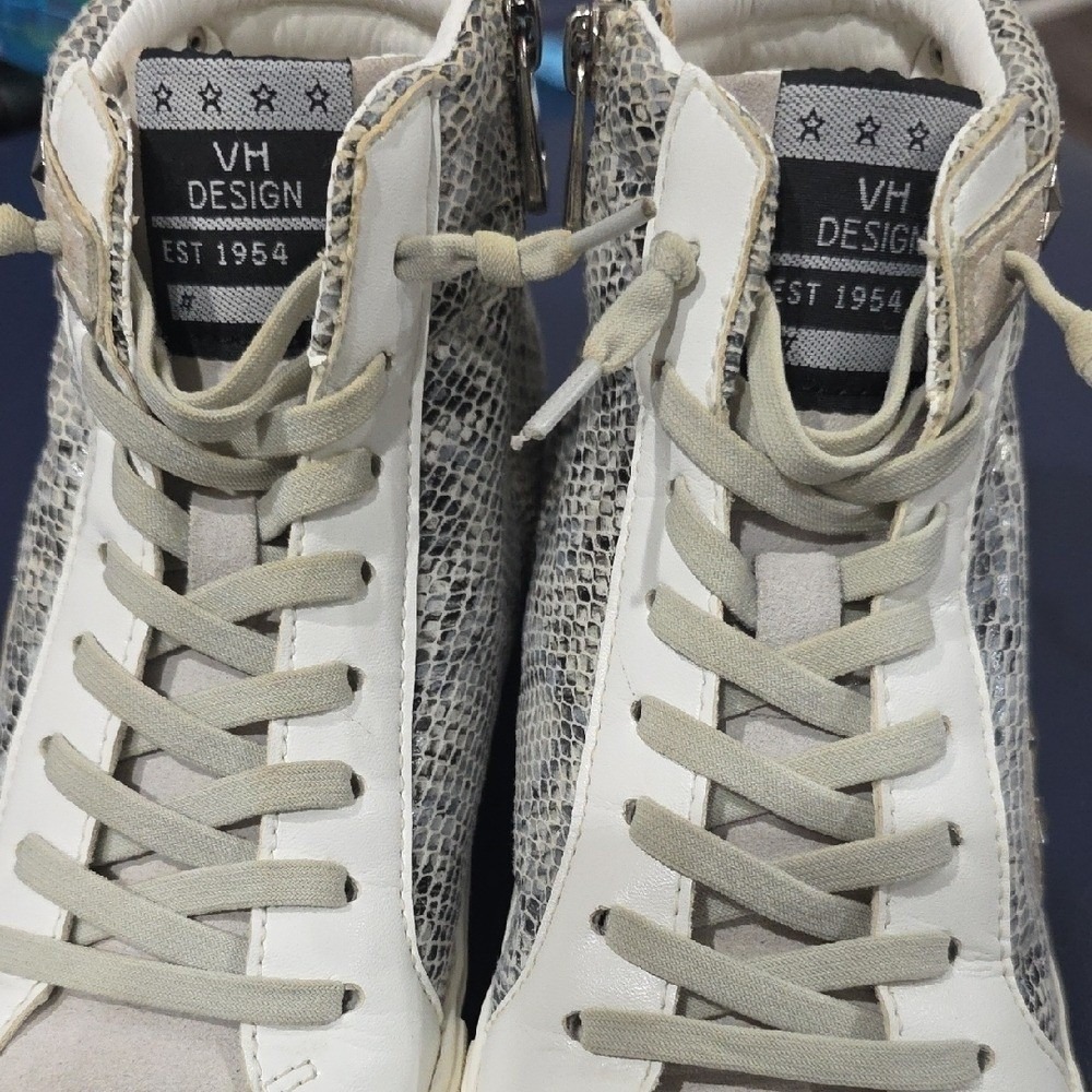 Vintage Havana VH Design Snakeskin Metallic High Top Sneakers Silver Gray Sz 9 - Picture 5 of 10